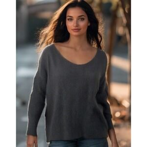 NEW American Rose Thermal Top Oversize Knit Top Flare Sleeve Black Size Small